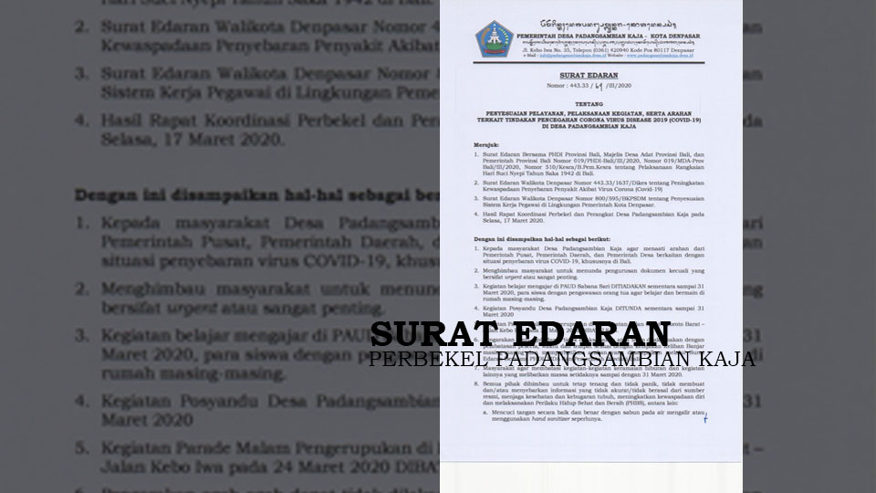 Surat Edaran Perbekel Padangsambian Kaja